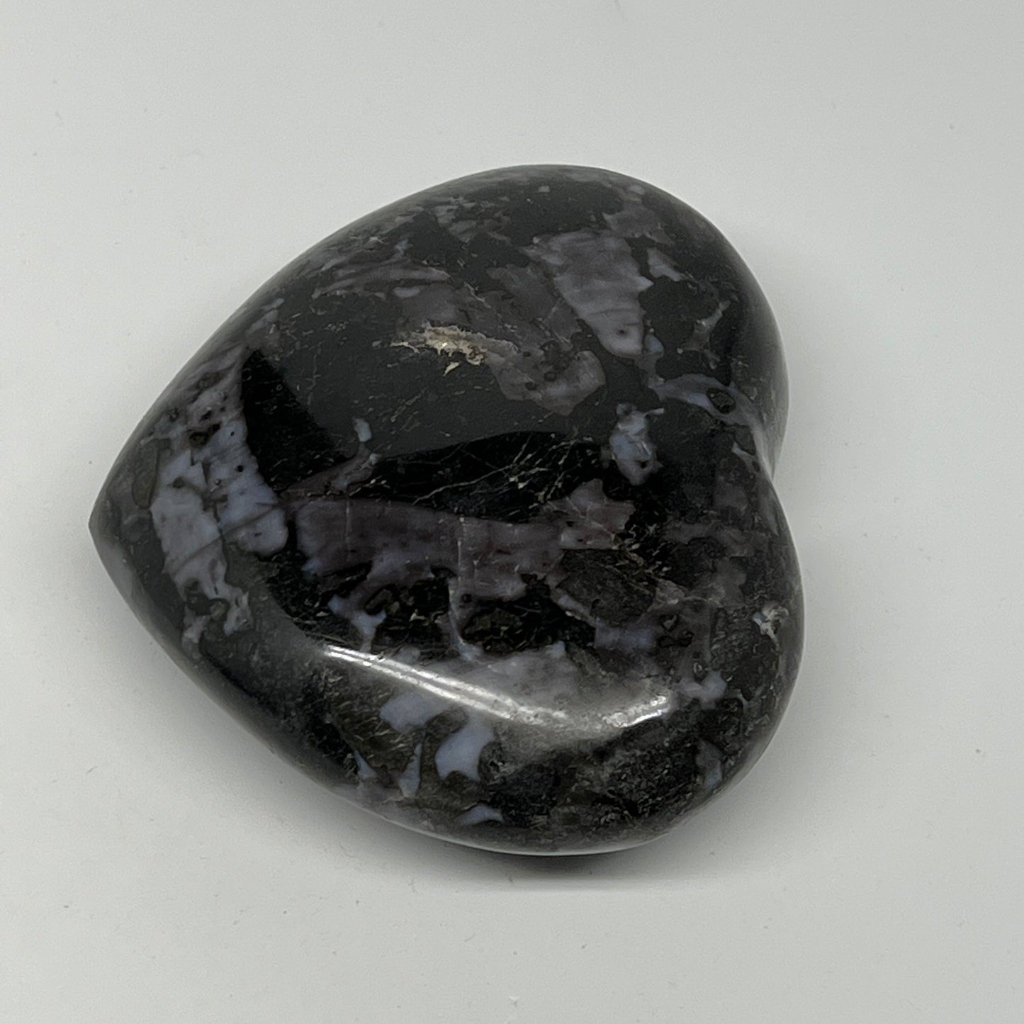 386.2g,3.2"x3.7"x1.3" Indigo Gabro Merlinite Heart Gemstone @Madagascar,B19917