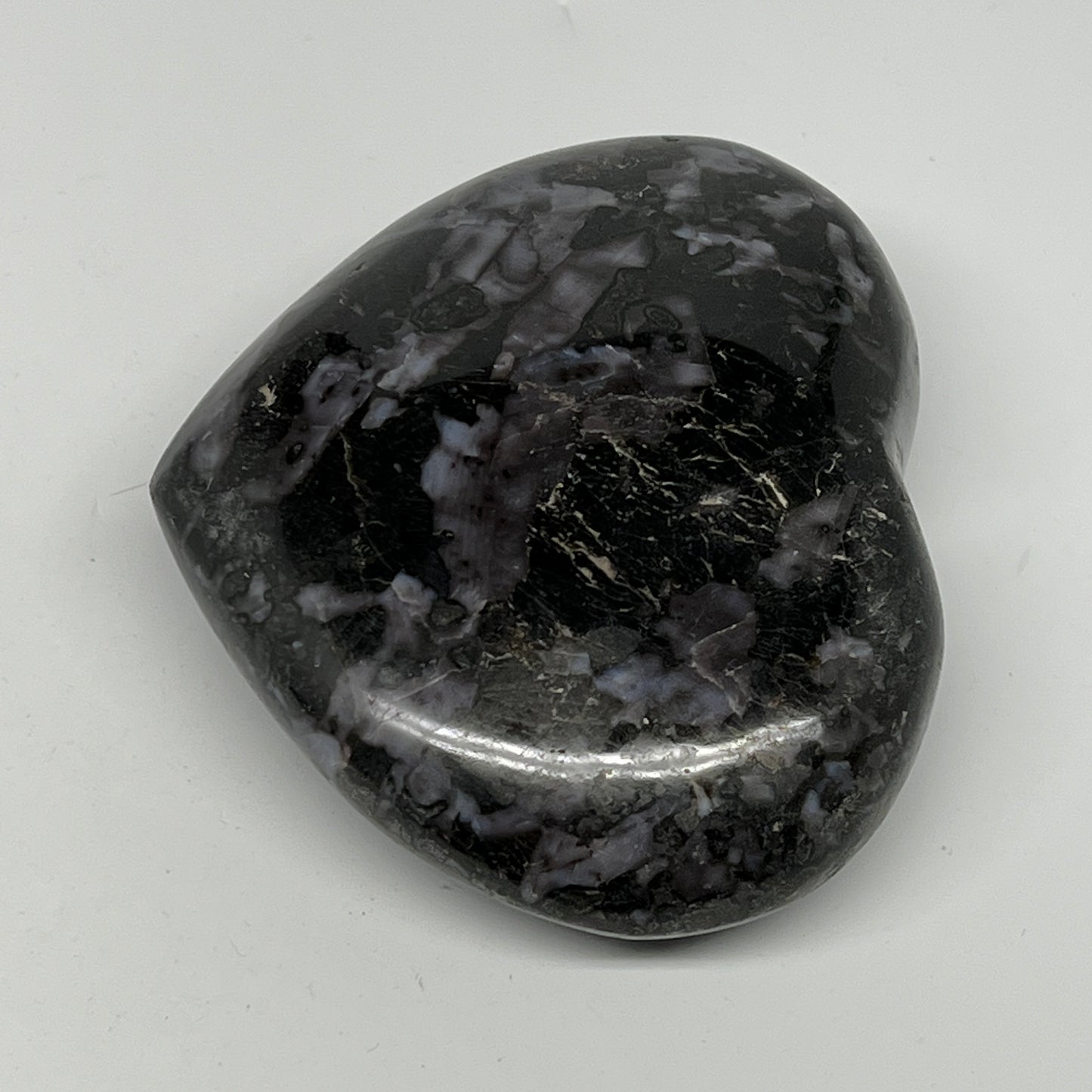 386.2g,3.2"x3.7"x1.3" Indigo Gabro Merlinite Heart Gemstone @Madagascar,B19917