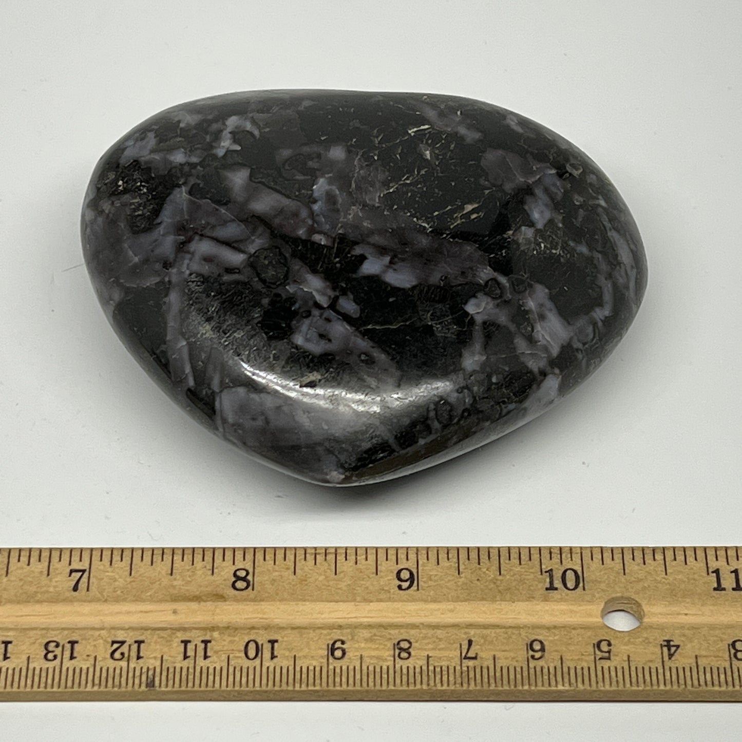 386.2g,3.2"x3.7"x1.3" Indigo Gabro Merlinite Heart Gemstone @Madagascar,B19917