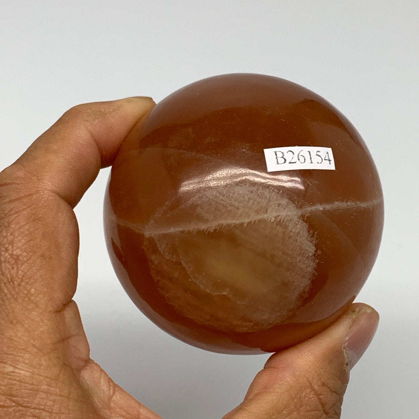 364.9g,2.5"(65mm) Honey Calcite Sphere Gemstone,Healing Crystal,B26154