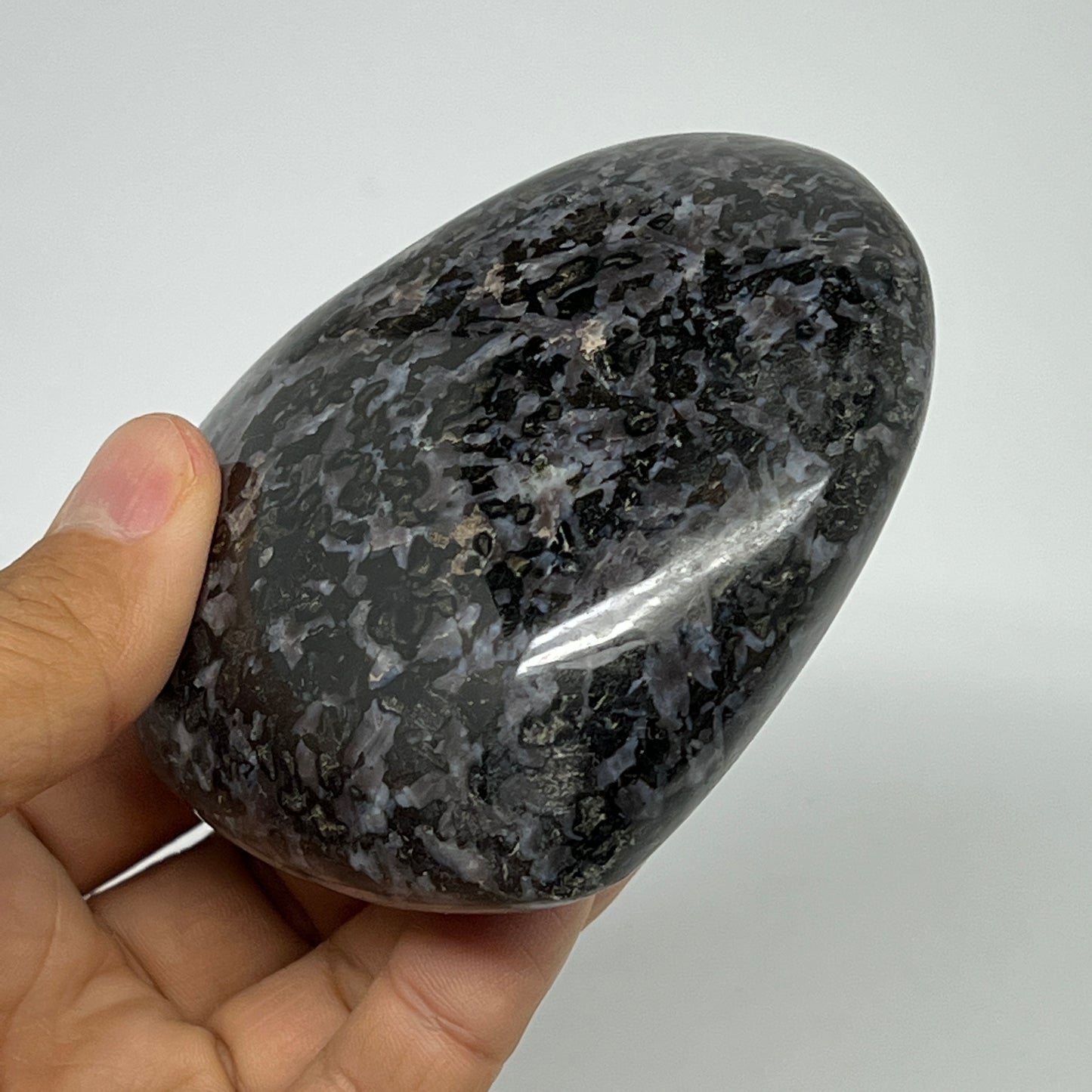 350.4g,3.1"x3.4"x1.4" Indigo Gabro Merlinite Heart Gemstone @Madagascar,B19918