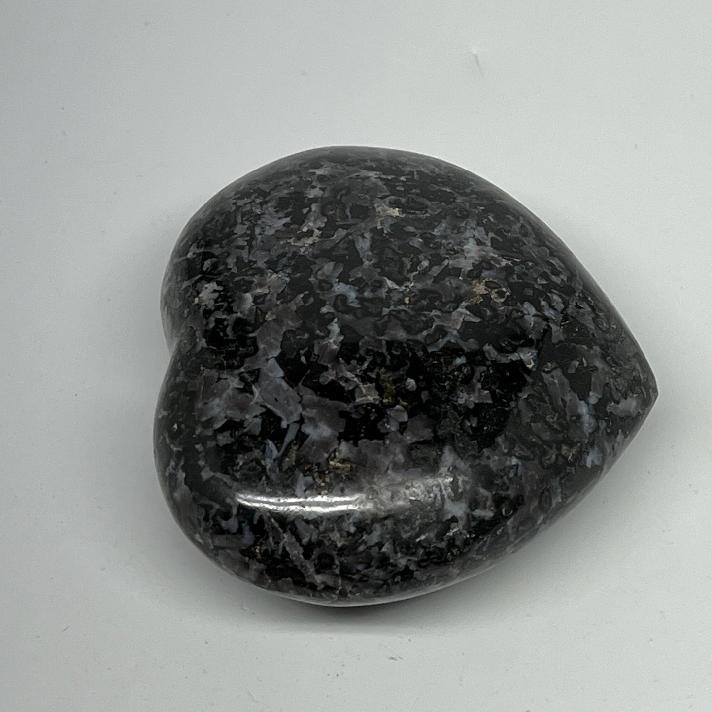 350.4g,3.1"x3.4"x1.4" Indigo Gabro Merlinite Heart Gemstone @Madagascar,B19918