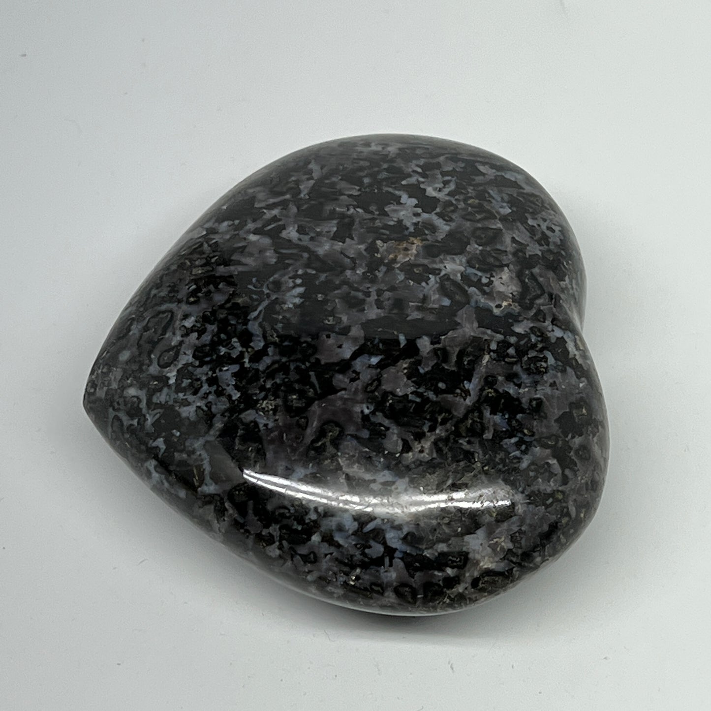 350.4g,3.1"x3.4"x1.4" Indigo Gabro Merlinite Heart Gemstone @Madagascar,B19918