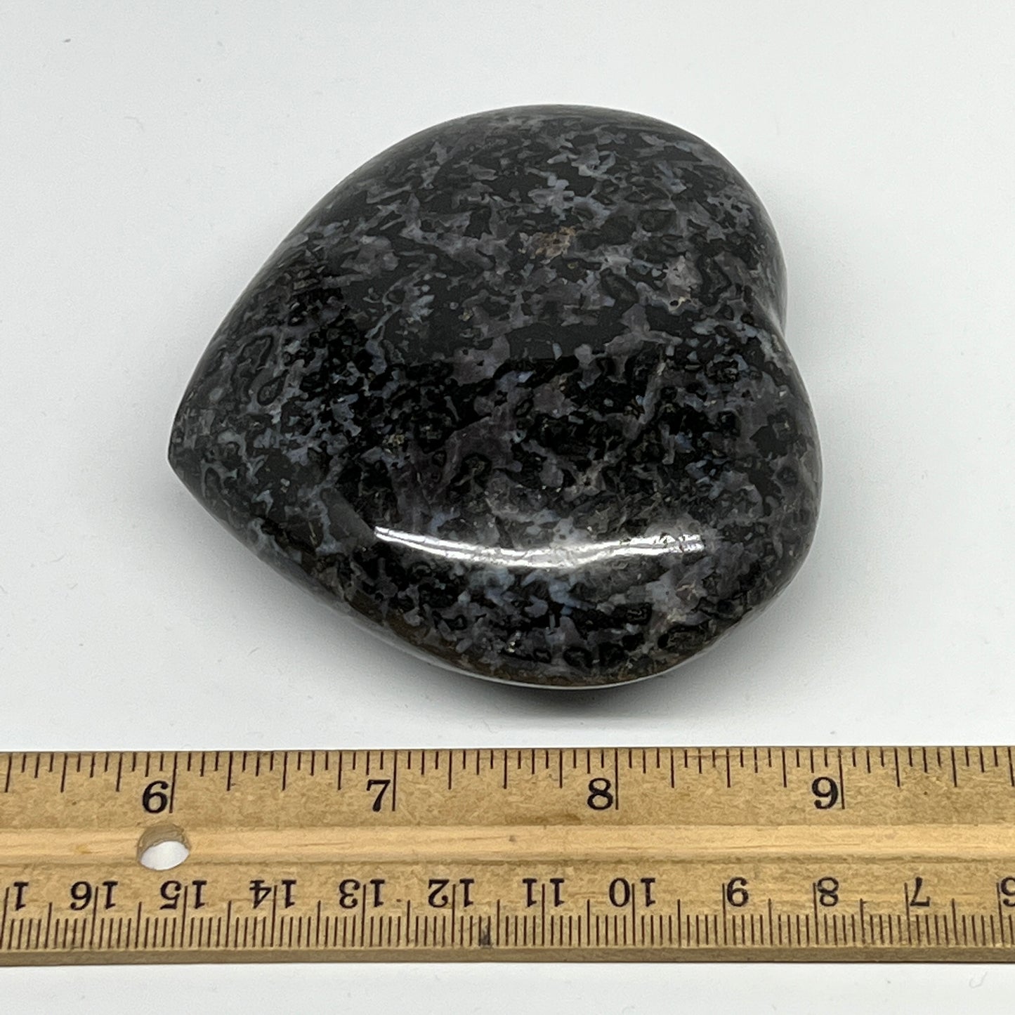 350.4g,3.1"x3.4"x1.4" Indigo Gabro Merlinite Heart Gemstone @Madagascar,B19918