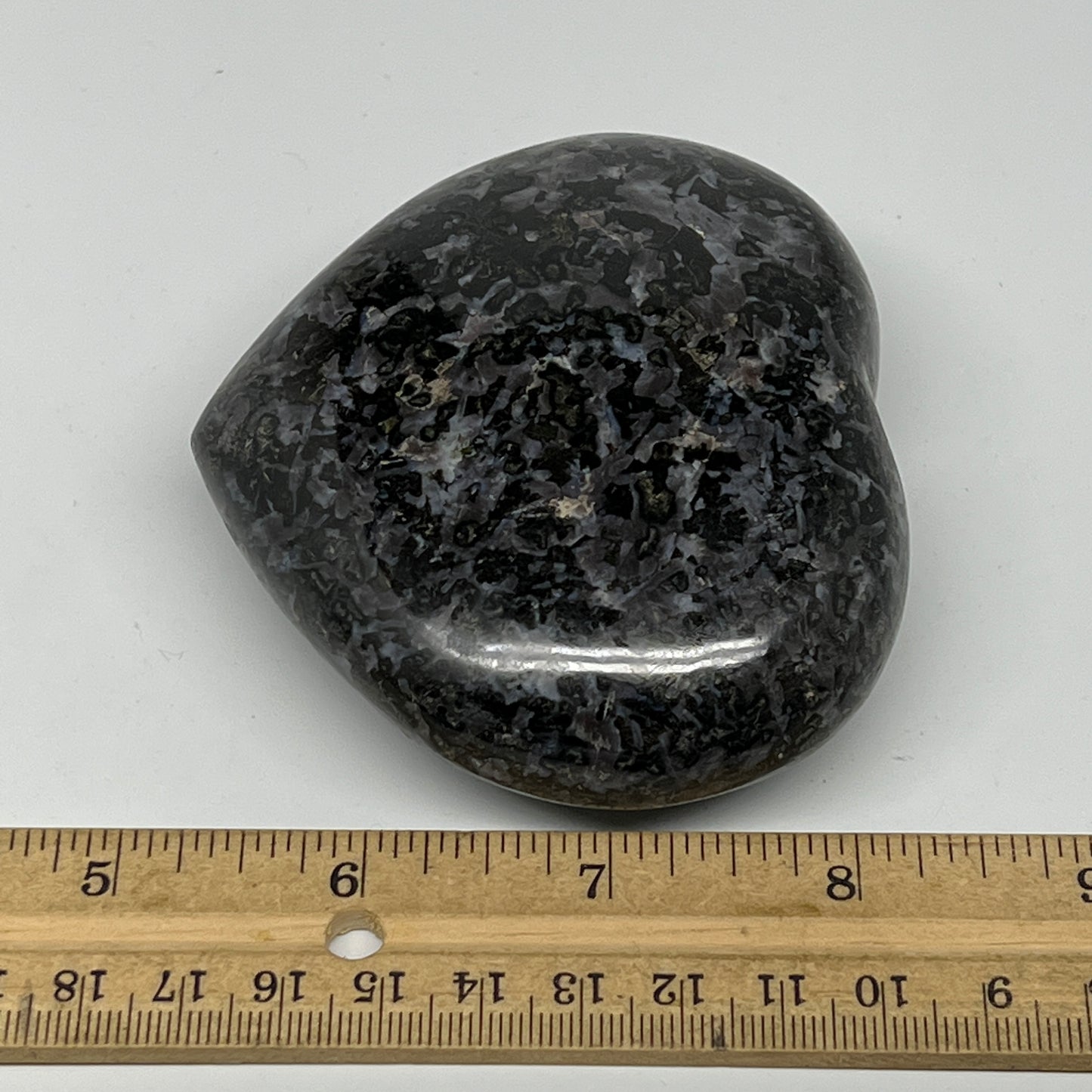 350.4g,3.1"x3.4"x1.4" Indigo Gabro Merlinite Heart Gemstone @Madagascar,B19918