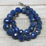 112.6g,11mm-18mm,Facetted Round Lapis Lazuli Beads Strand @Afghanistan,15",LPB40