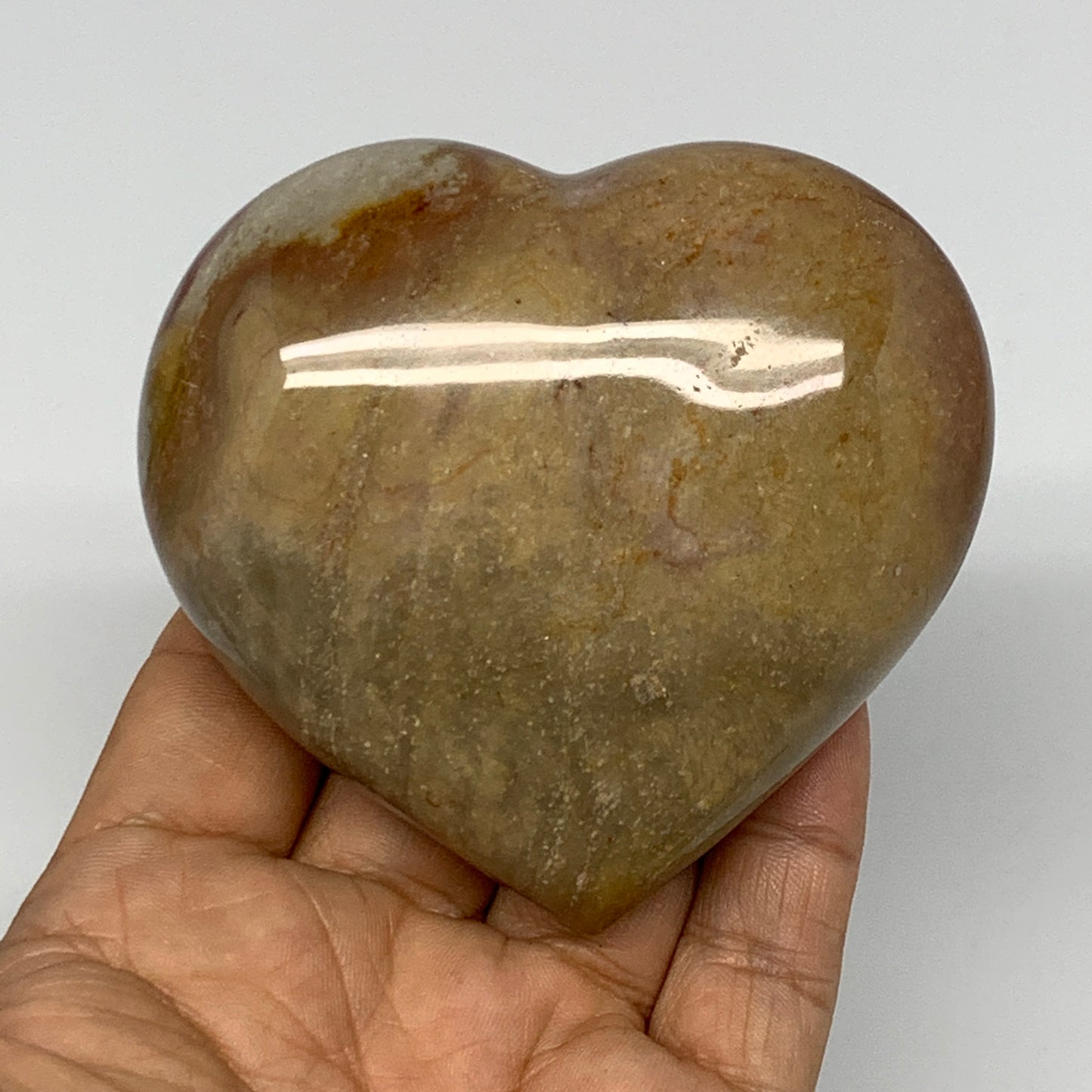 270.3g, 3"x3.2"x1.3" Polychrome Jasper Heart Polished Healing Crystal, B17714