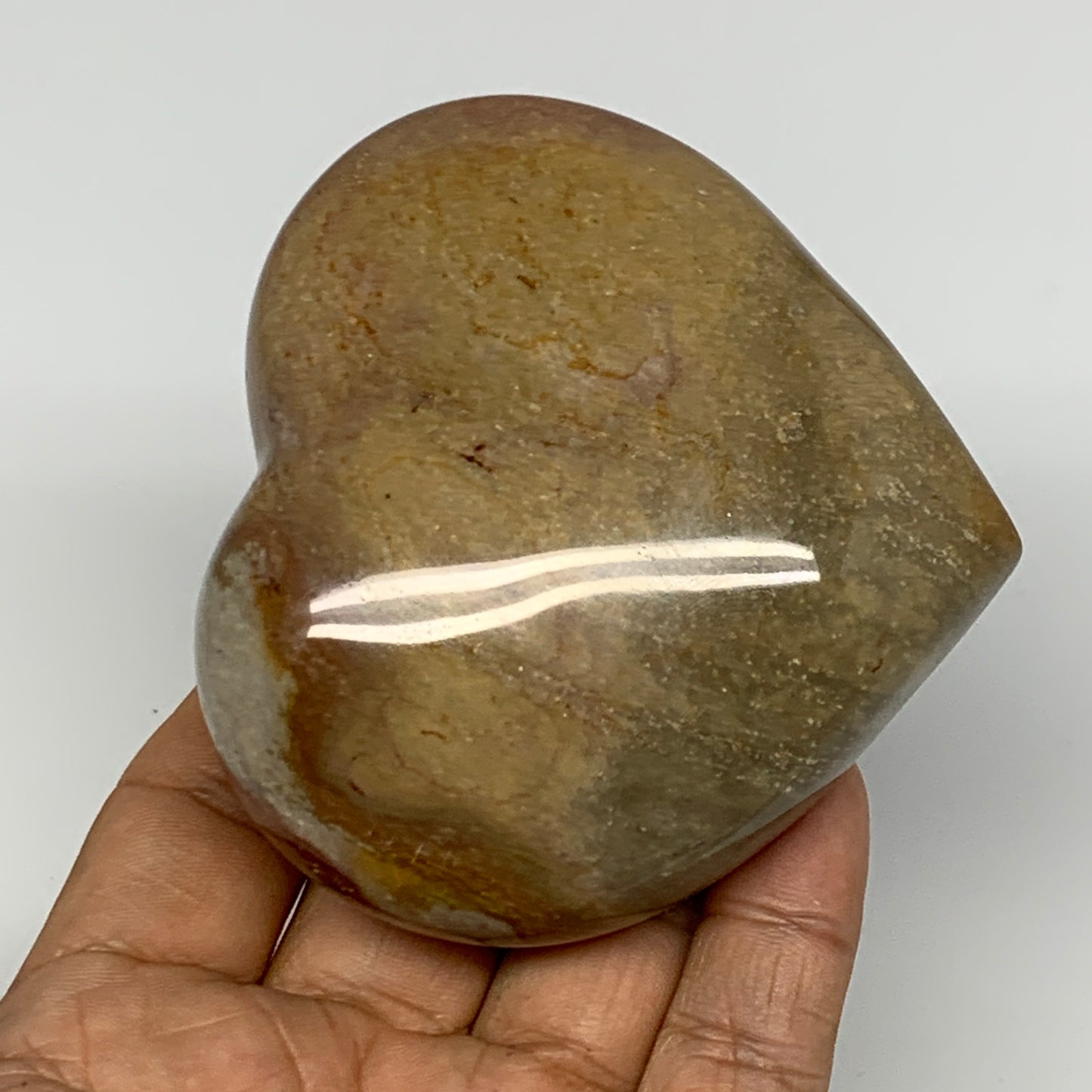 270.3g, 3"x3.2"x1.3" Polychrome Jasper Heart Polished Healing Crystal, B17714