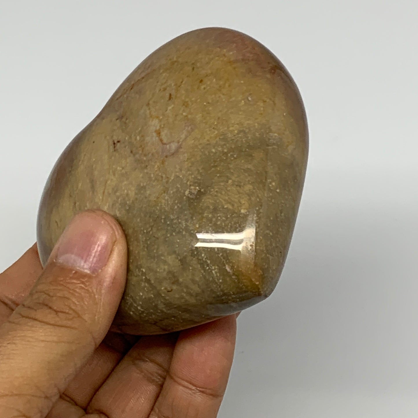 270.3g, 3"x3.2"x1.3" Polychrome Jasper Heart Polished Healing Crystal, B17714