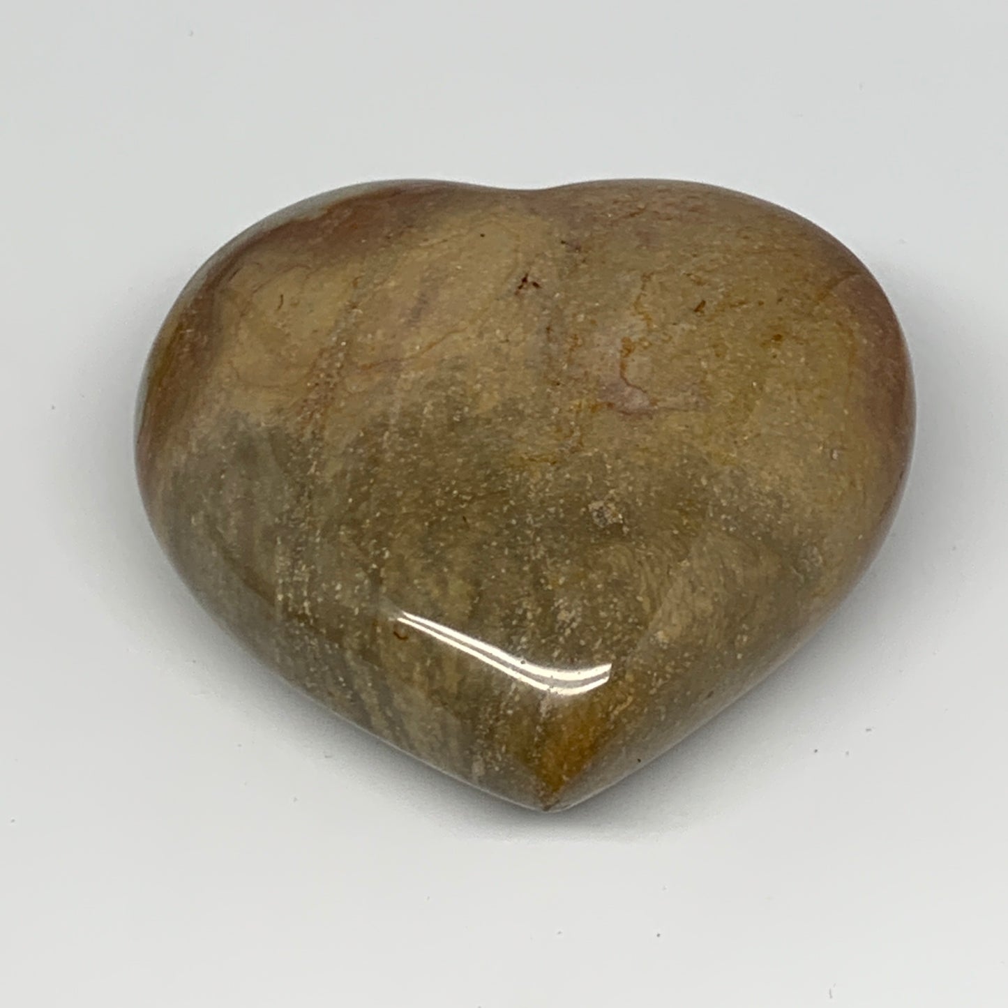 270.3g, 3"x3.2"x1.3" Polychrome Jasper Heart Polished Healing Crystal, B17714