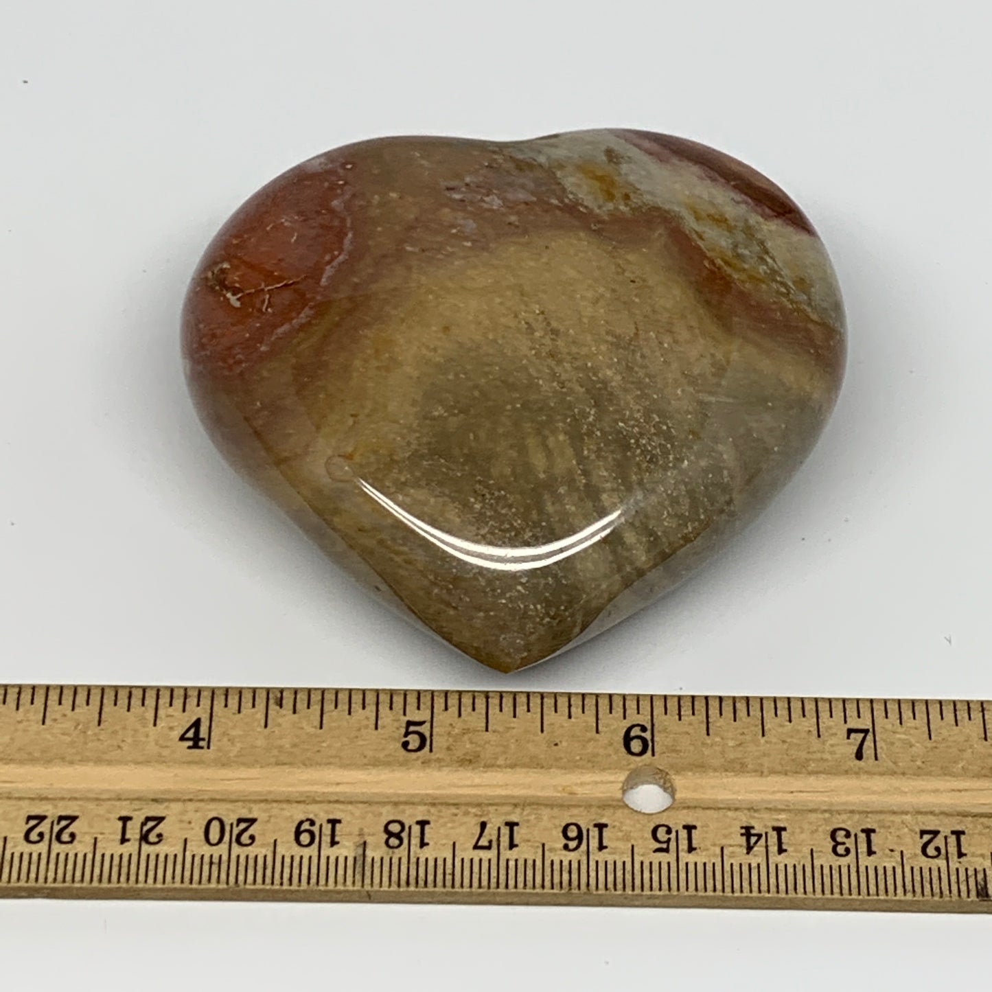 270.3g, 3"x3.2"x1.3" Polychrome Jasper Heart Polished Healing Crystal, B17714