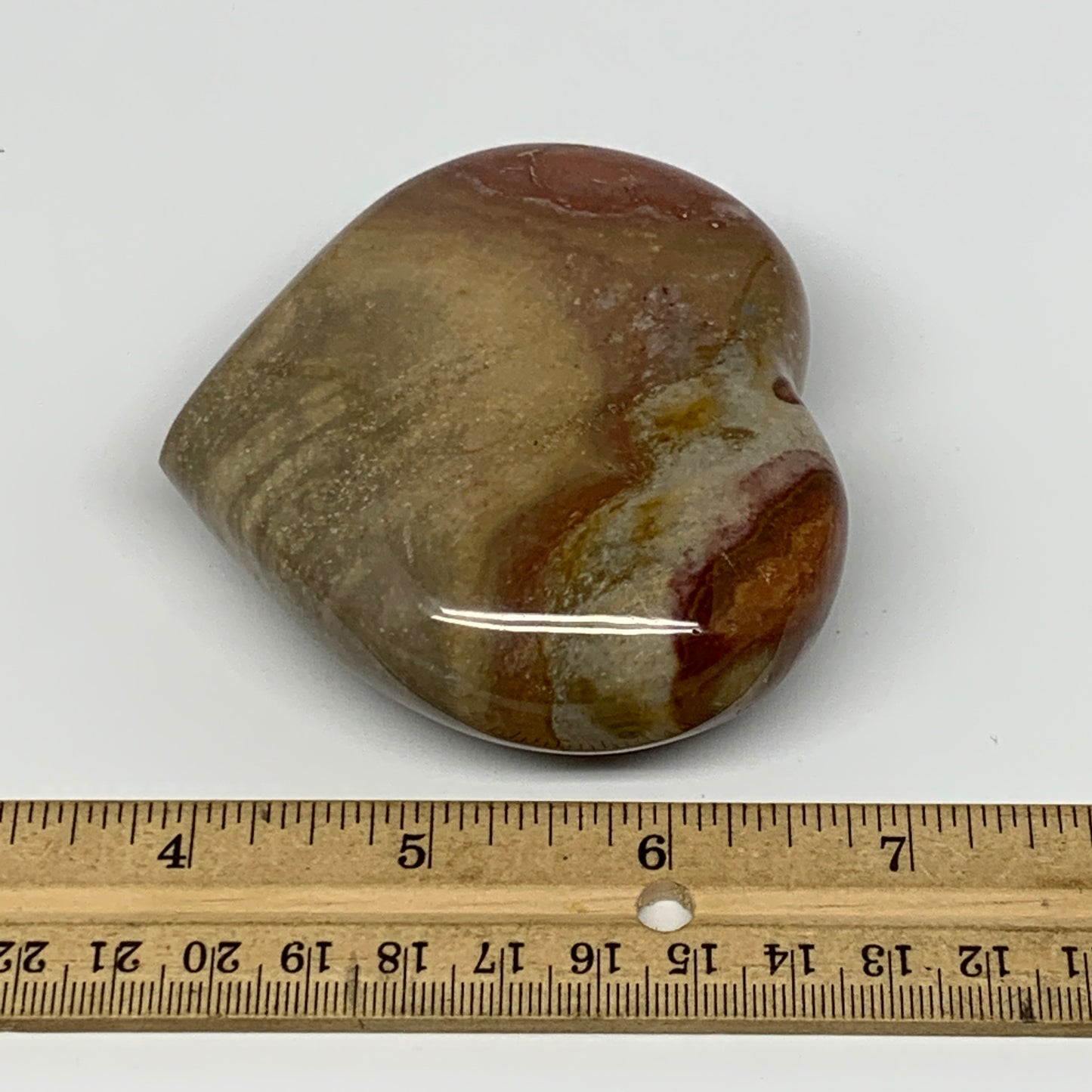 270.3g, 3"x3.2"x1.3" Polychrome Jasper Heart Polished Healing Crystal, B17714