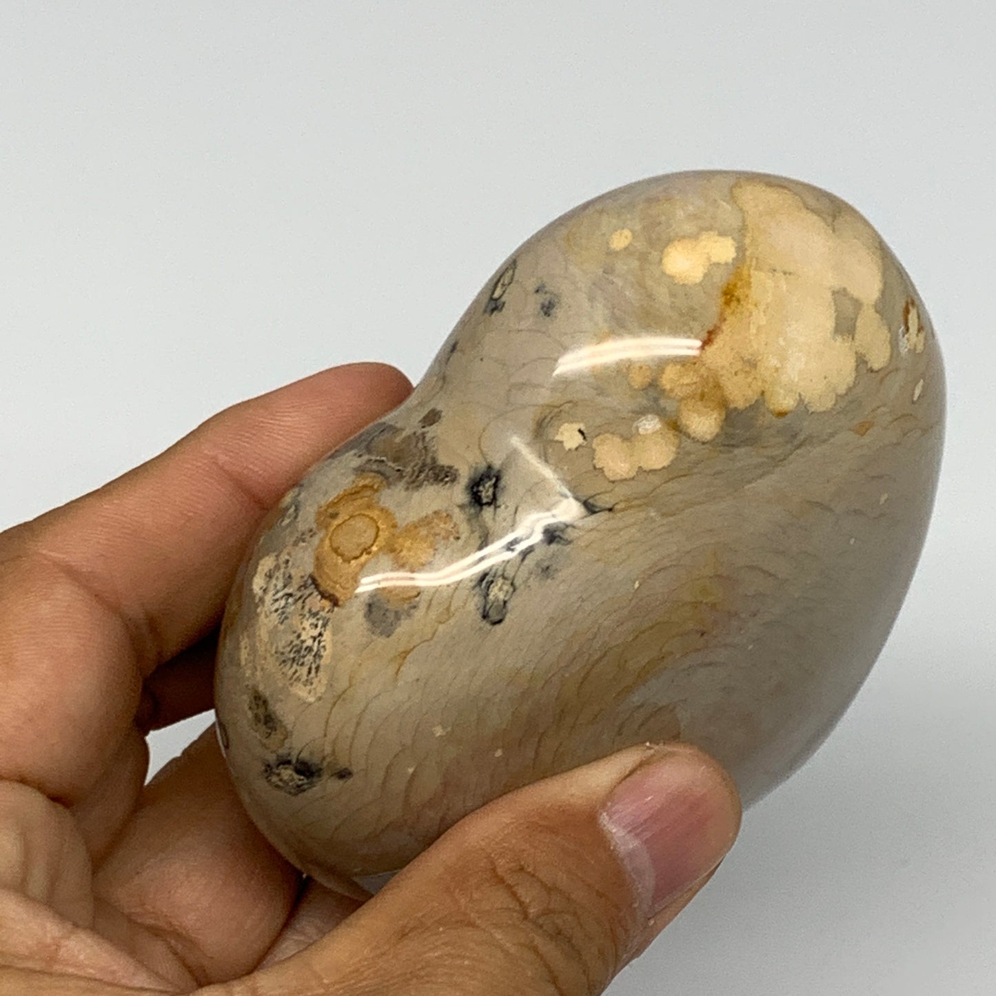 335.4g, 3.2"x3.3"x1.6" Polychrome Jasper Heart Polished Healing Crystal, B17715