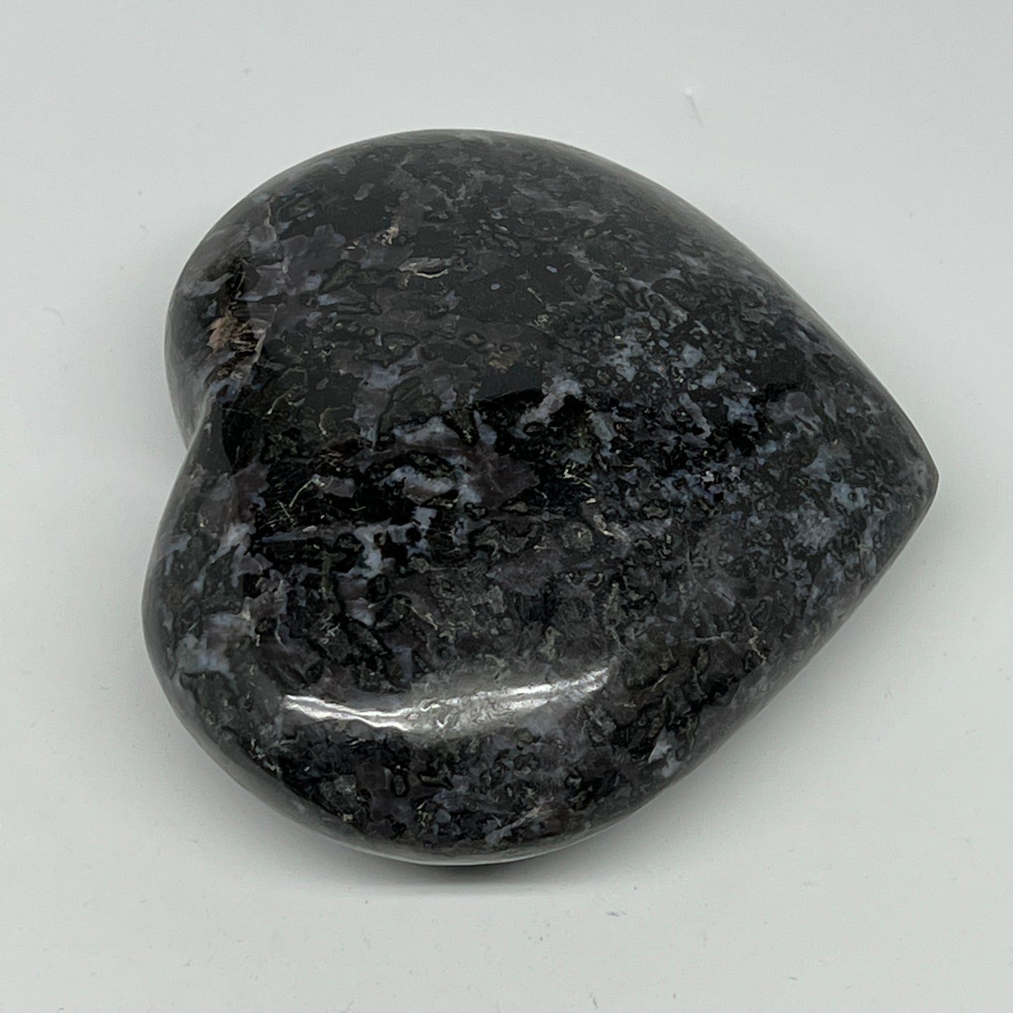 540g,3.7"x4.1"x1.4" Indigo Gabro Merlinite Heart Gemstone @Madagascar,B19920