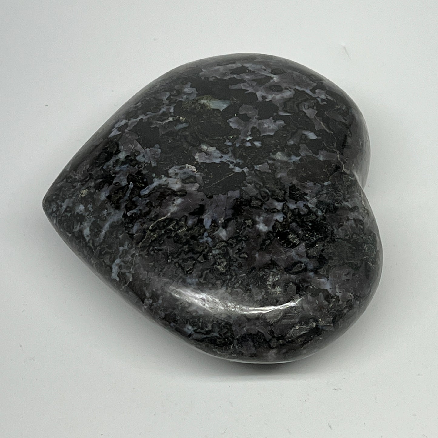 540g,3.7"x4.1"x1.4" Indigo Gabro Merlinite Heart Gemstone @Madagascar,B19920