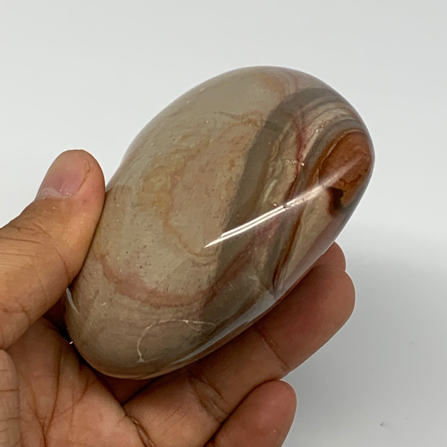 335.4g, 3.2"x3.3"x1.6" Polychrome Jasper Heart Polished Healing Crystal, B17715