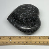 540g,3.7"x4.1"x1.4" Indigo Gabro Merlinite Heart Gemstone @Madagascar,B19920