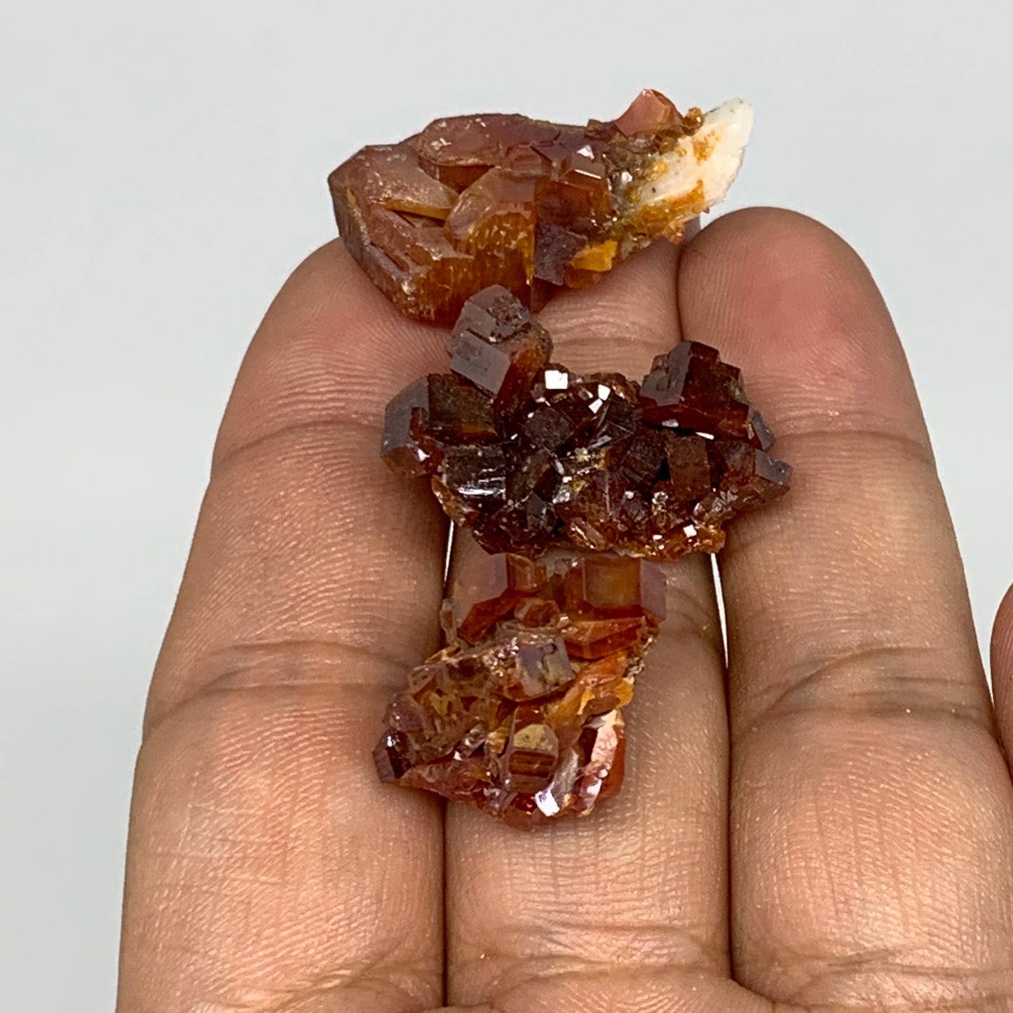27.43g, 0.9"-1.2", 3pcs, Vanadinite On Barite Crystals Cluster Mineral Specimens