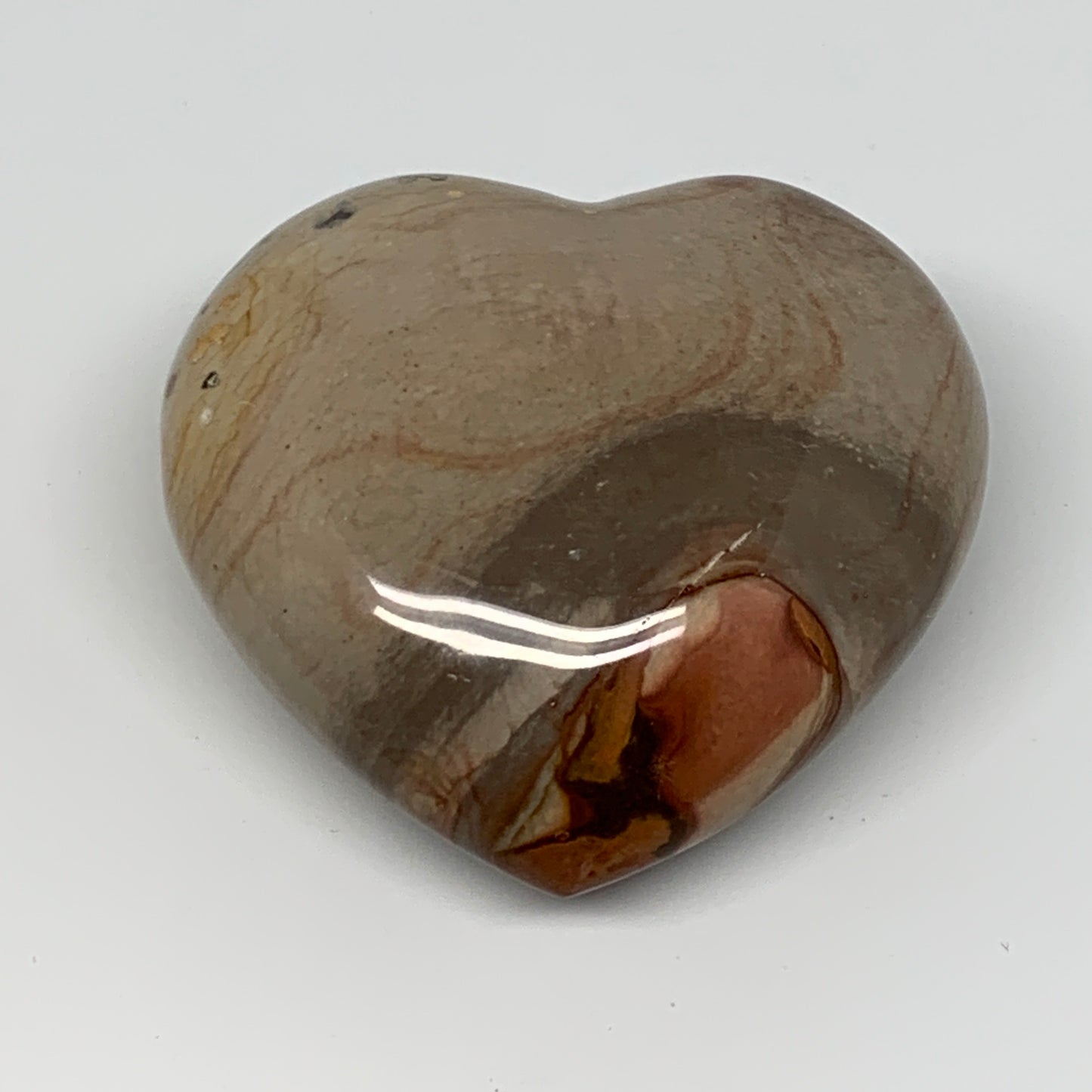 335.4g, 3.2"x3.3"x1.6" Polychrome Jasper Heart Polished Healing Crystal, B17715