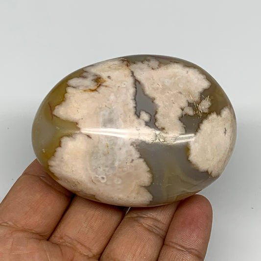 165.5g,2.7"x2.1"x1.3", Flower Agate Palm-Stone Crystal Reiki @Madagascar,B16159