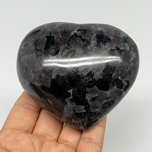 388.9g,3.1"x3.4"x1.6" Indigo Gabro Merlinite Heart Gemstone @Madagascar,B19921