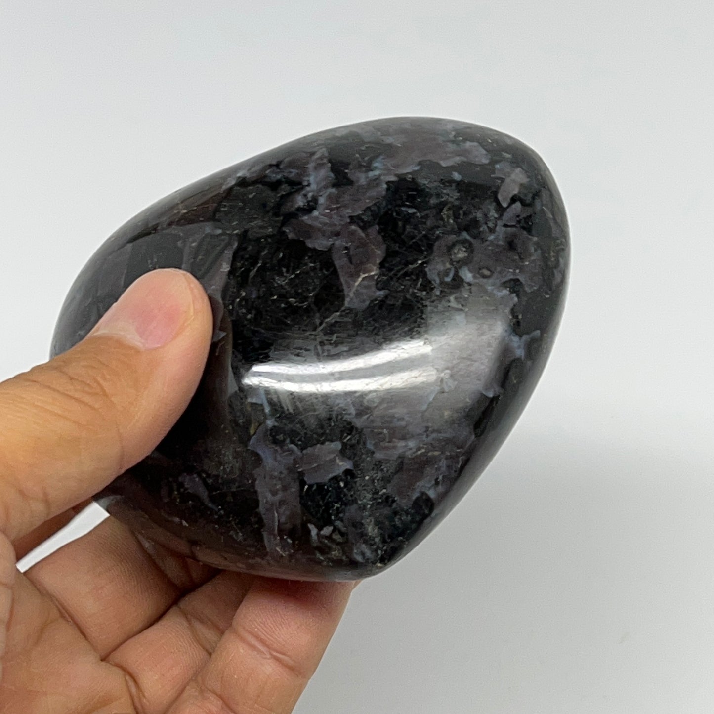 388.9g,3.1"x3.4"x1.6" Indigo Gabro Merlinite Heart Gemstone @Madagascar,B19921