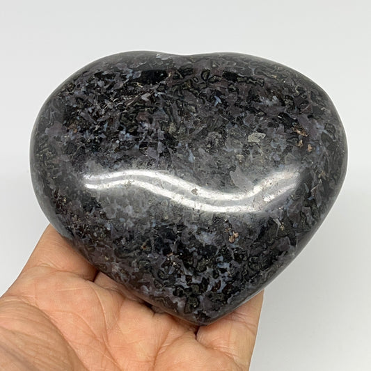468g,3.4"x3.8"x1.4" Indigo Gabro Merlinite Heart Gemstone @Madagascar,B19922