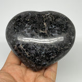 468g,3.4"x3.8"x1.4" Indigo Gabro Merlinite Heart Gemstone @Madagascar,B19922