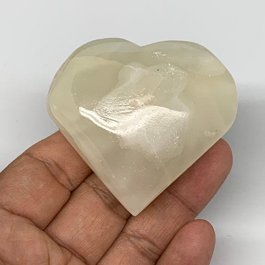 102.3g, 2.2"x2.3"x1" Natural Green Onyx Heart Polished Healing Crystal, B7635