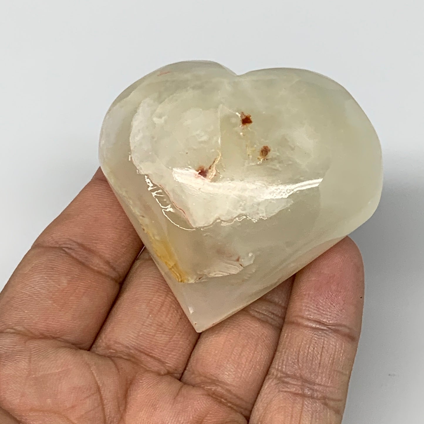 102.3g, 2.2"x2.3"x1" Natural Green Onyx Heart Polished Healing Crystal, B7635