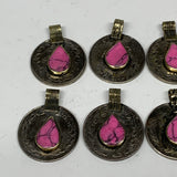 87g, 8pcs, Turkmen Coins Jeweled Synthetic Pink Tribal @Afghanistan, B14519