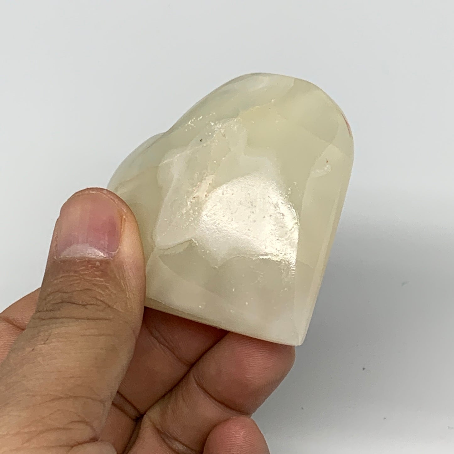 102.3g, 2.2"x2.3"x1" Natural Green Onyx Heart Polished Healing Crystal, B7635