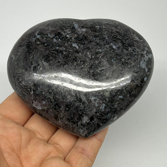 401g,3.1"x3.7"x1.4" Indigo Gabro Merlinite Heart Gemstone @Madagascar,B19923