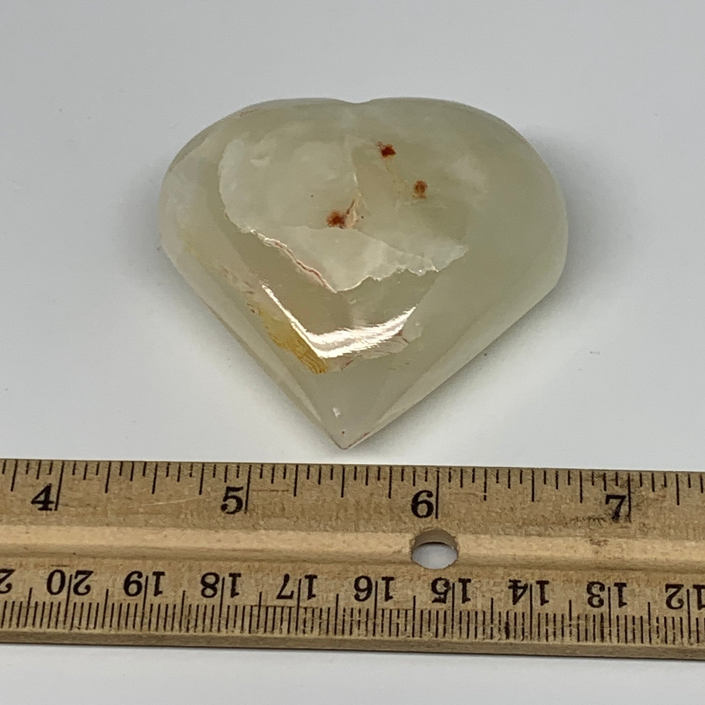 102.3g, 2.2"x2.3"x1" Natural Green Onyx Heart Polished Healing Crystal, B7635