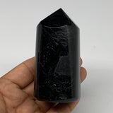 323g, 3.4"x1.7"x1.6" Black Tourmaline Tower Obelisk Point Crystal @Brazil, B2162