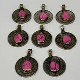 85g, 8pcs, Turkmen Coins Jeweled Synthetic Pink Tribal @Afghanistan, B14522