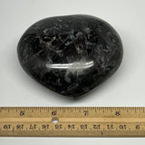 442.3g,3.2"x3.5"x1.6" Indigo Gabro Merlinite Heart Gemstone @Madagascar,B19924
