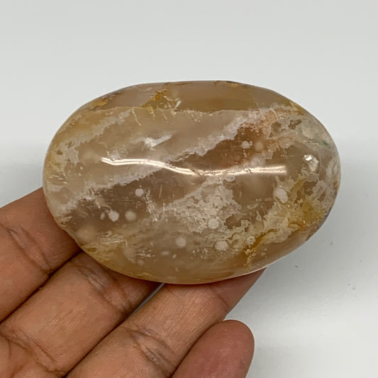 113g,2.6"x1.8"x1.1", Flower Agate Palm-Stone Crystal Reiki @Madagascar,B16163