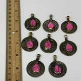 85g, 8pcs, Turkmen Coins Jeweled Synthetic Pink Tribal @Afghanistan, B14522
