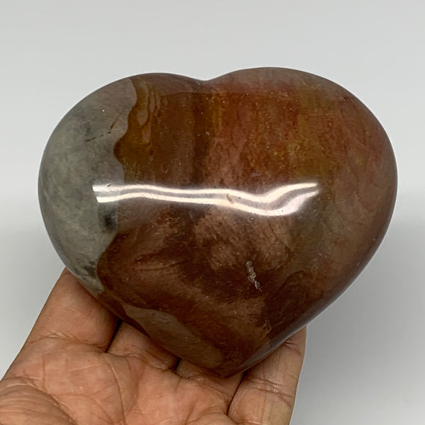 420.6g, 3.4"x3.9"x1.6" Polychrome Jasper Heart Polished Healing Crystal, B17720