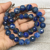 89.8g,11mm-15mm,Facetted Round Lapis Lazuli Beads Strand @Afghanistan,15",LPB415