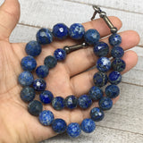 89.8g,11mm-15mm,Facetted Round Lapis Lazuli Beads Strand @Afghanistan,15",LPB415