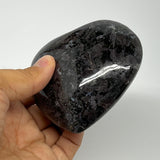 381.9g,3.1"x3.5"x1.5" Indigo Gabro Merlinite Heart Gemstone @Madagascar,B19925