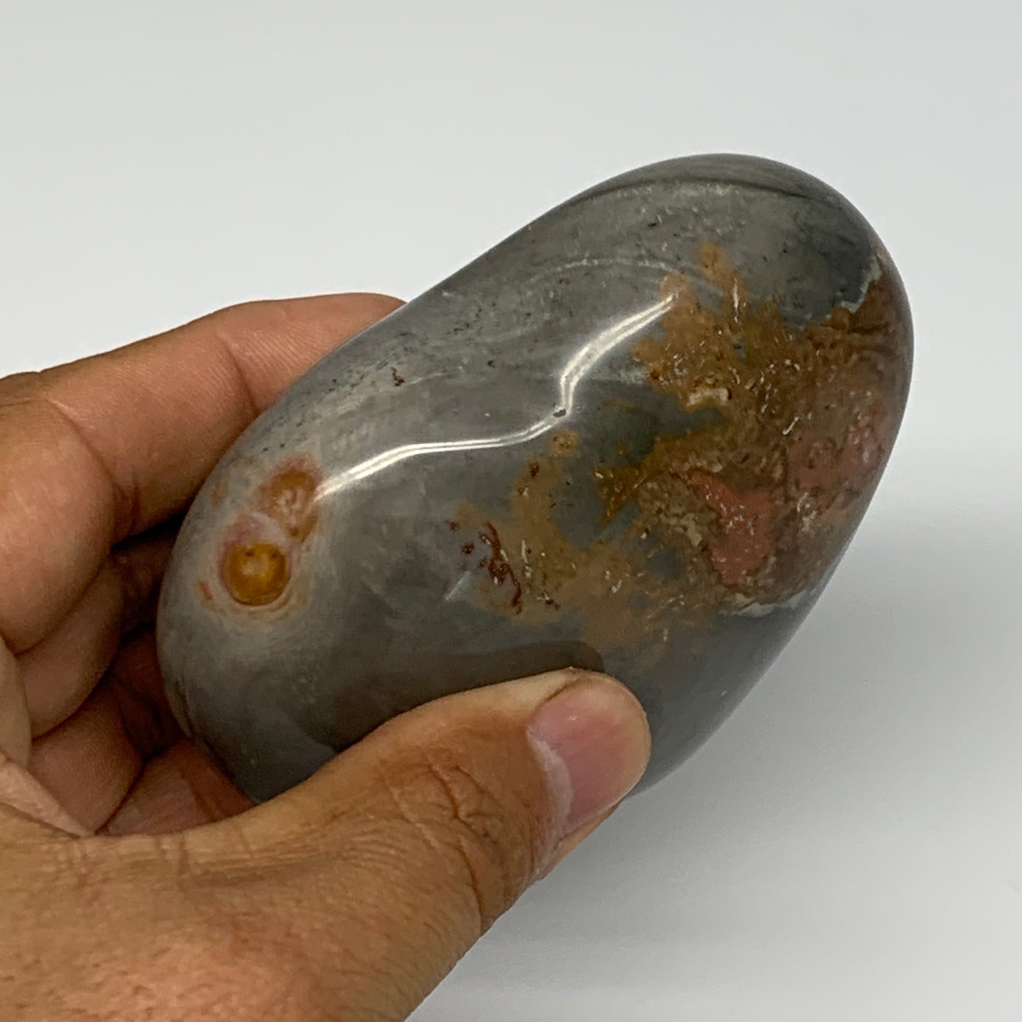 294.6g, 3"x3.4"x1.4" Polychrome Jasper Heart Polished Healing Crystal, B17721