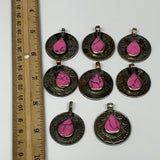84g, 8pcs, Turkmen Coins Jeweled Synthetic Pink Tribal @Afghanistan, B14524