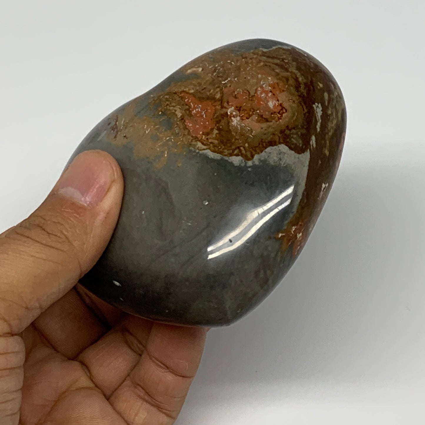 294.6g, 3"x3.4"x1.4" Polychrome Jasper Heart Polished Healing Crystal, B17721