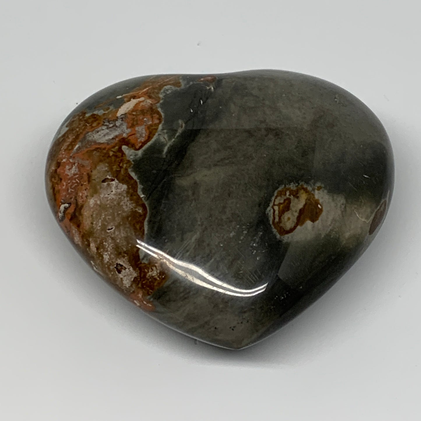 294.6g, 3"x3.4"x1.4" Polychrome Jasper Heart Polished Healing Crystal, B17721