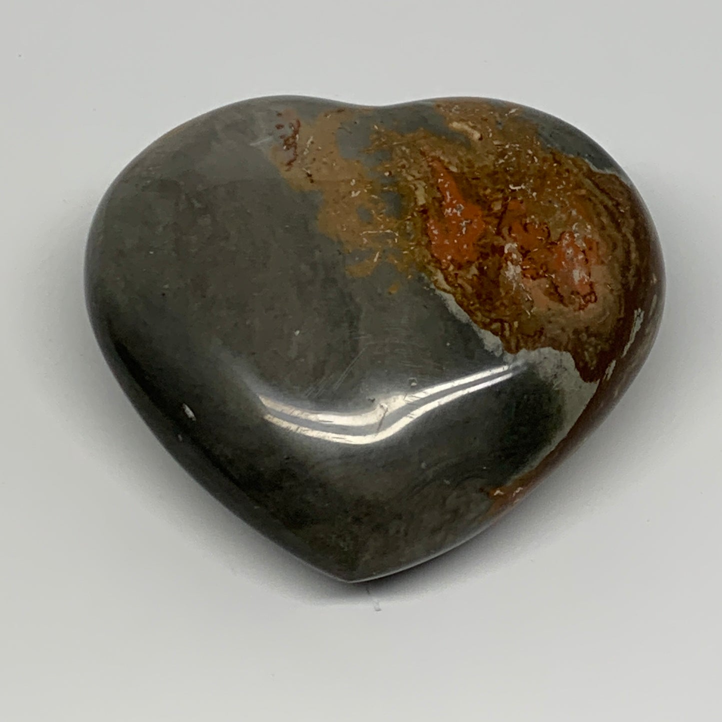 294.6g, 3"x3.4"x1.4" Polychrome Jasper Heart Polished Healing Crystal, B17721