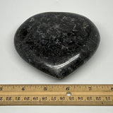 585g,3.9"x3.2"x1.4" Indigo Gabro Merlinite Heart Gemstone @Madagascar,B19926