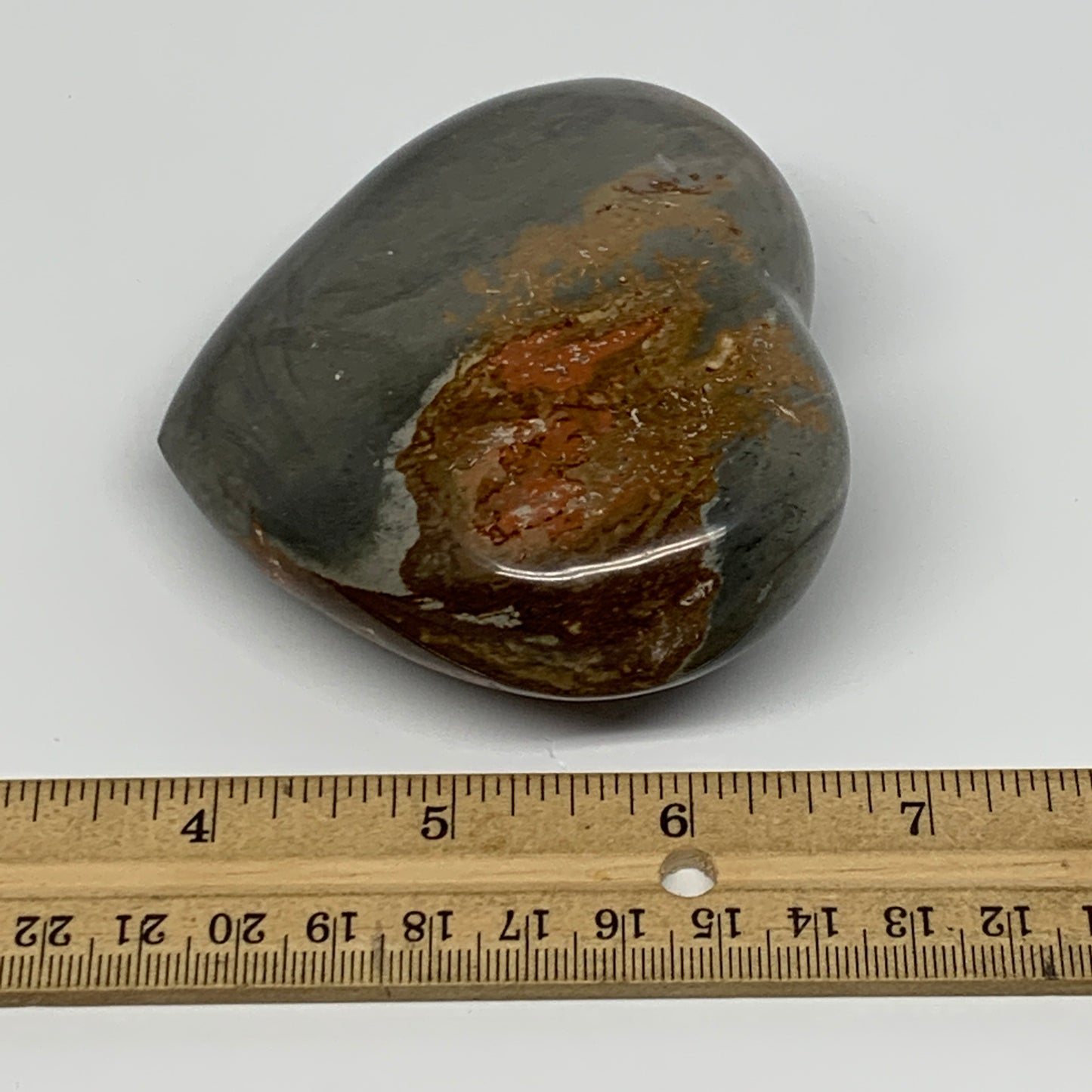 294.6g, 3"x3.4"x1.4" Polychrome Jasper Heart Polished Healing Crystal, B17721